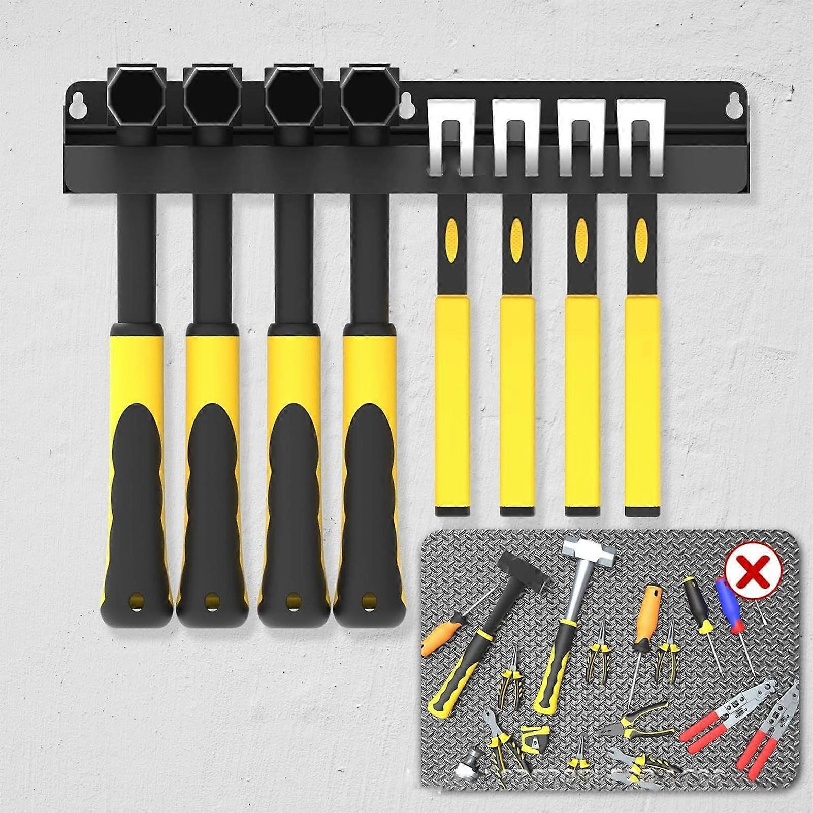 Wallmounted hammer rack – metal tool holder 280 g Bracket with hooks for storage
