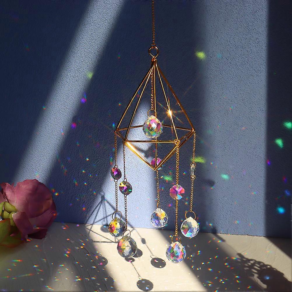 Hanging Prism Rack Lamp Ball Catcher Crystal Garden Moon Sun Heart Ball Wind Chime Pendant Rainbow Maker Decor Gift