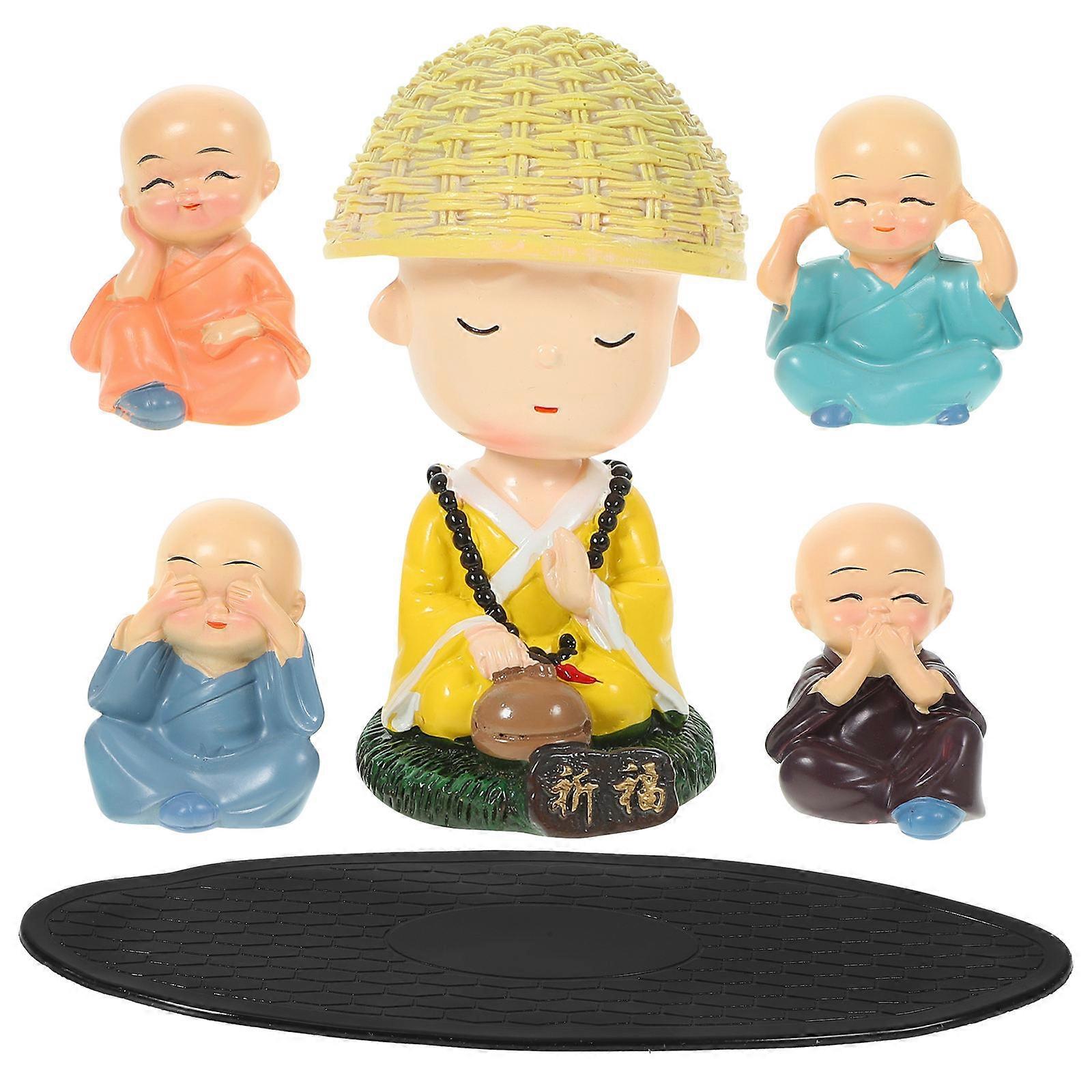 Solar Powered Monk Statue For Car Dashboard Decoration With Compact Size 1 Set