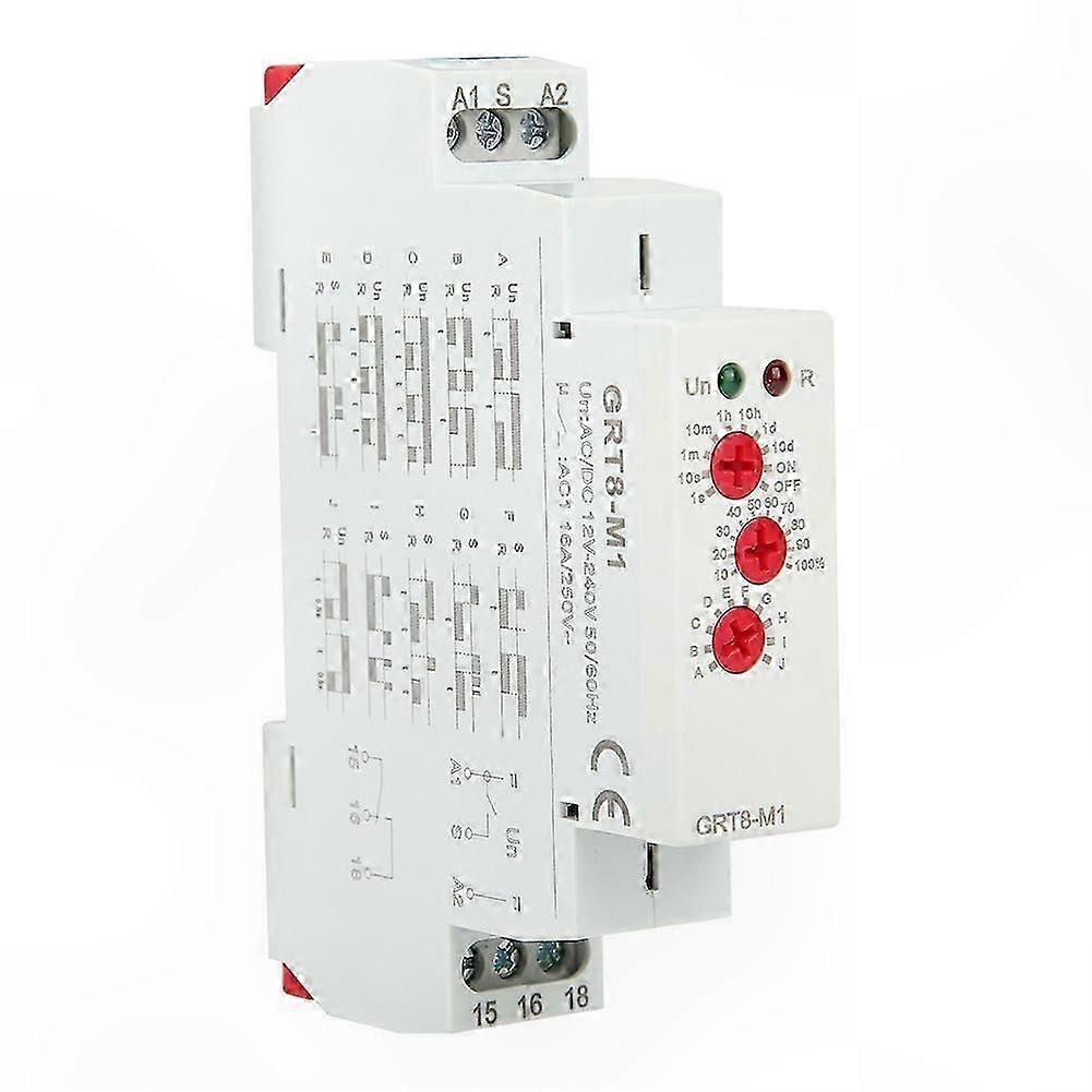 10-Function Time Delay Relay with DIN Rail Mount, 12V-240V AC/DC, 50-60Hz