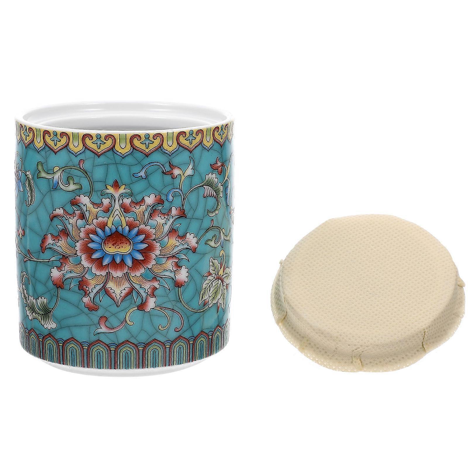 Ceramic Tea Storage Tin 7.4X7.4CM For Adults Kitchen Use 1Pcs
