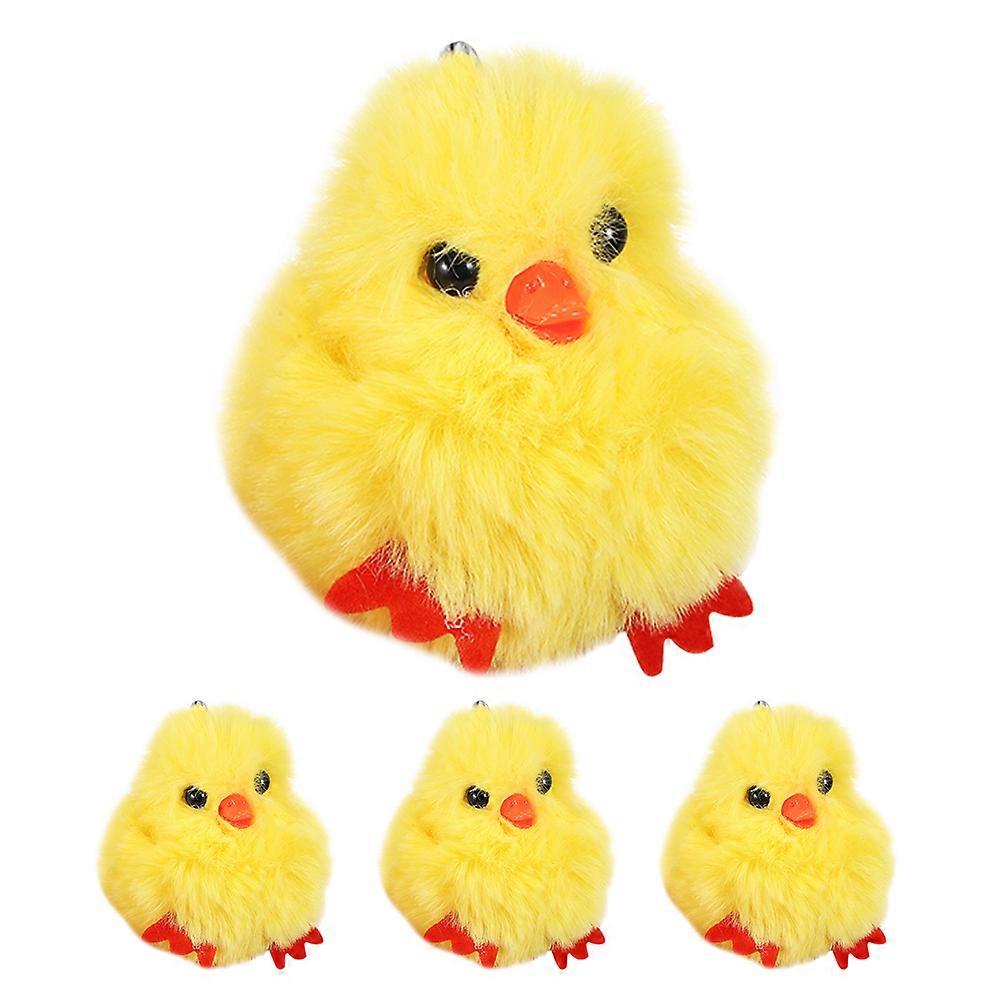 Mini Chick Shaped Plush Keychain For Organizing Keys And Daily Use Available In 4Pcs