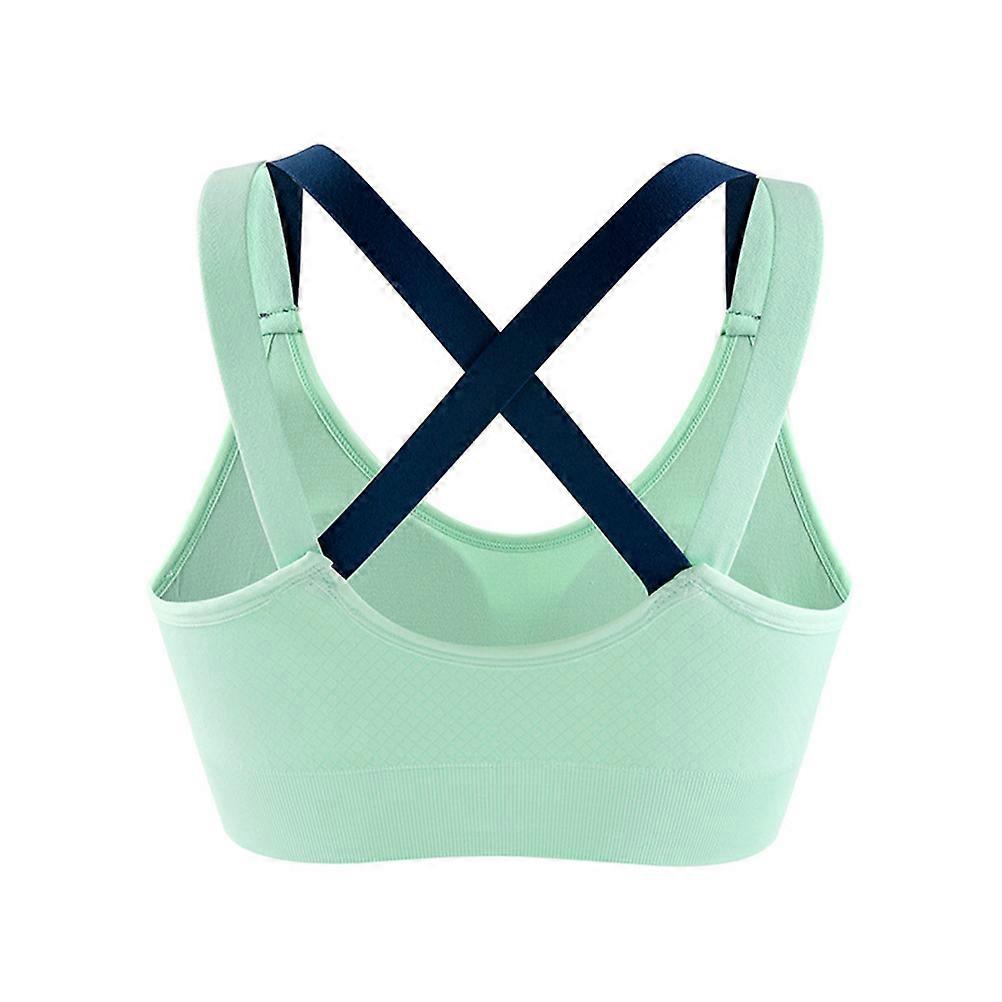 Green Sports Bra for Women with Cross Back Design Perfect for Yoga Fitness Gym Running Jogging Size M L XL