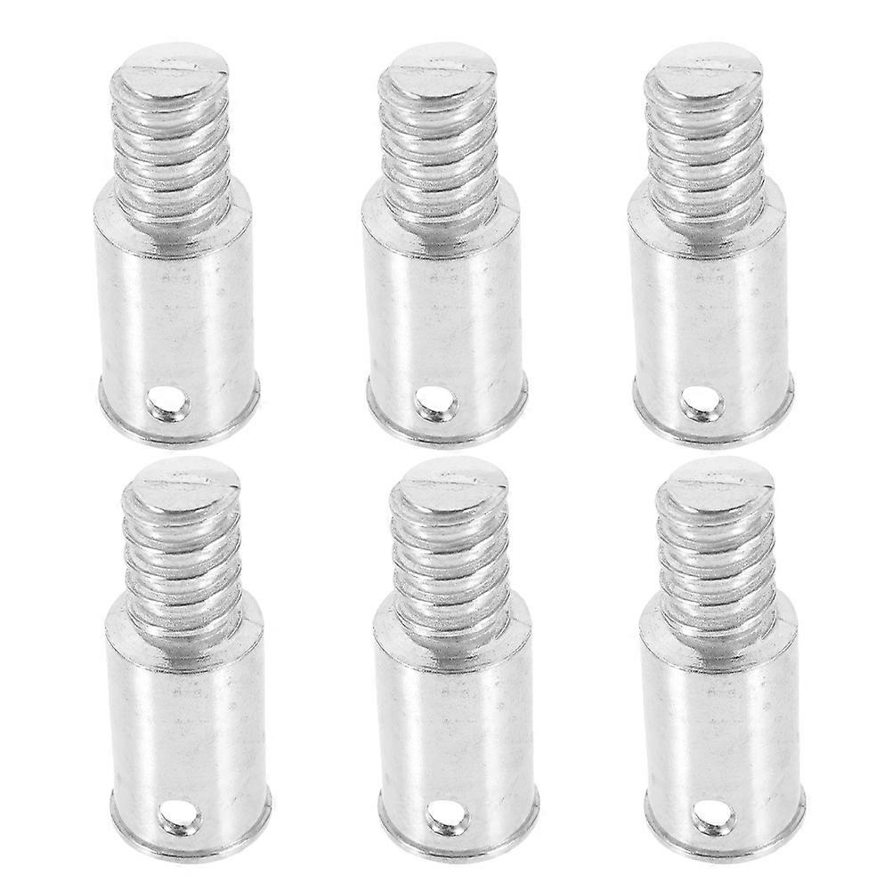 Threaded Connector Broom Handle Tip for Fixing Use 6Pcs Silver Metal Replacement