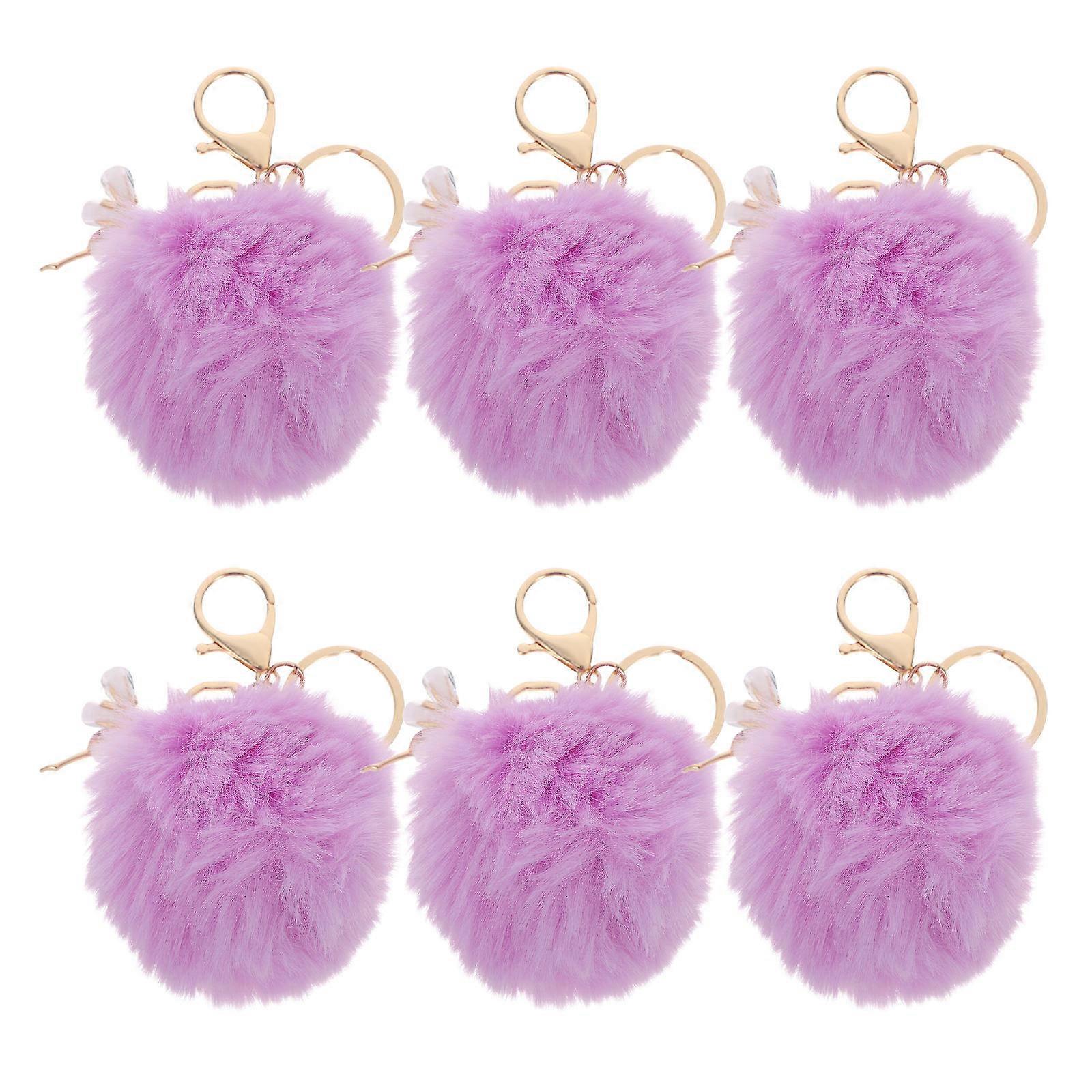 6pcs Rhinestone Ballet Girl Keychains with Fluffy Pom Pom Charms Themed Bag Accessories for Women and Lovers of Ballet