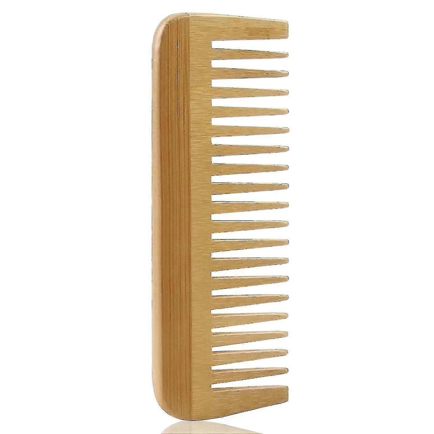 Bamboo Wide-Tooth Comb for Curly and Wavy Hair - Anti-Static Detangling Brush