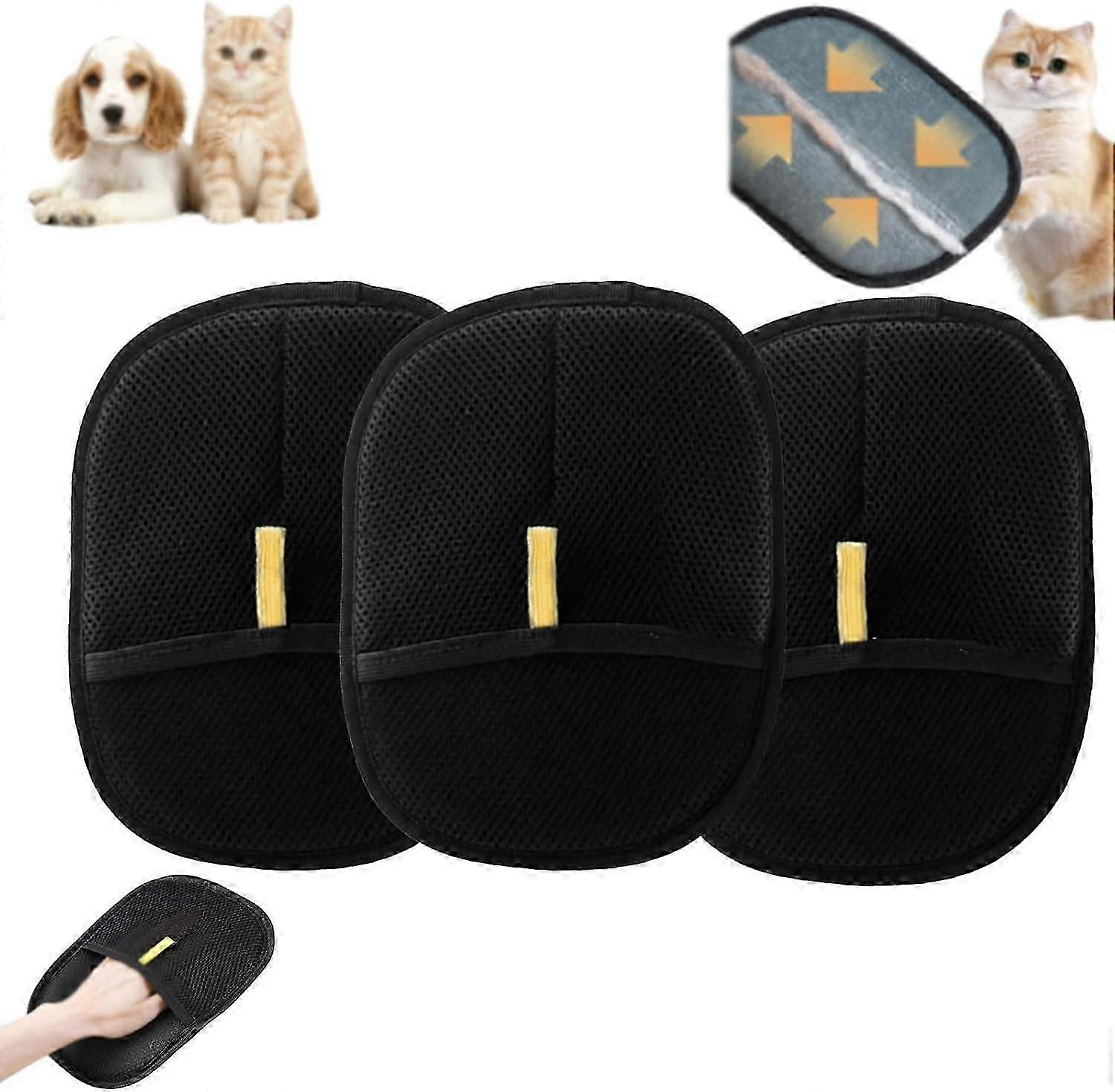 כפפה להסרת שיער לחיות מחמד של Yomi, מסיר שיער לחיות מחמד אלקטרוסטטי דו צדדי לשימוש חוזר, שטיח, מושב רכב, כלי להסרת פרוות בעלי חיים (3 יחידות)