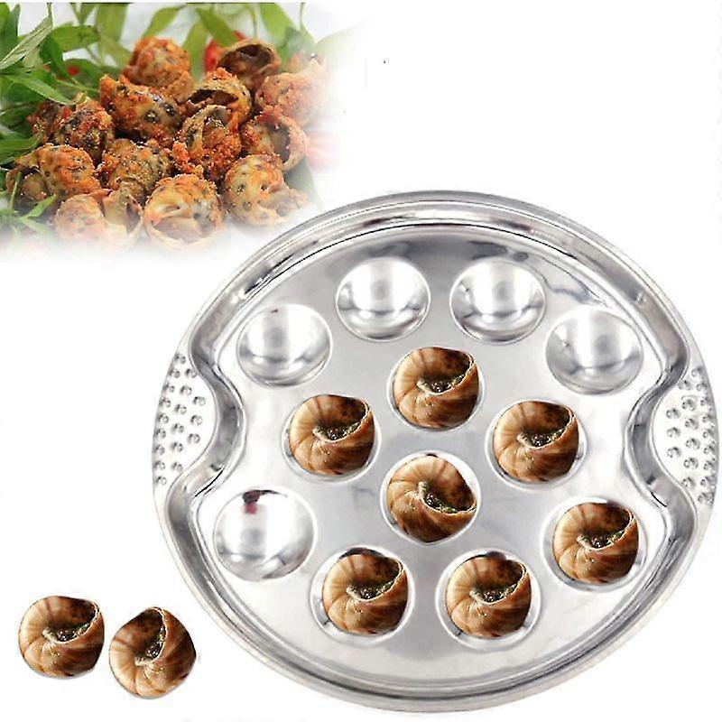 Snail Escargot Plate Rustfritt stål Thickend Snail Retter 12 rom hull Tong Set Food Plate