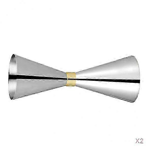 2 Pcs Stainless Steel Cocktail Jigger with Dual Measure 45ml & 60ml for Bartending, Silver