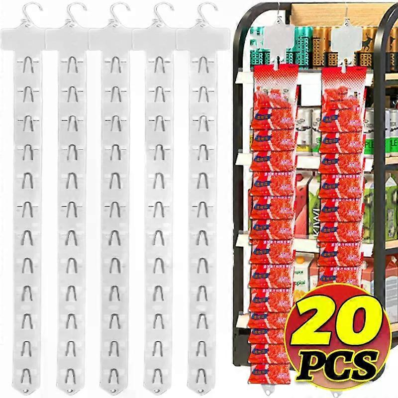 20/1x Plastic Snack Hanging Strips Store Hang Snack Display Hanger with Hooks Supermarket Shelf Merchandising Storage Clip Strip
