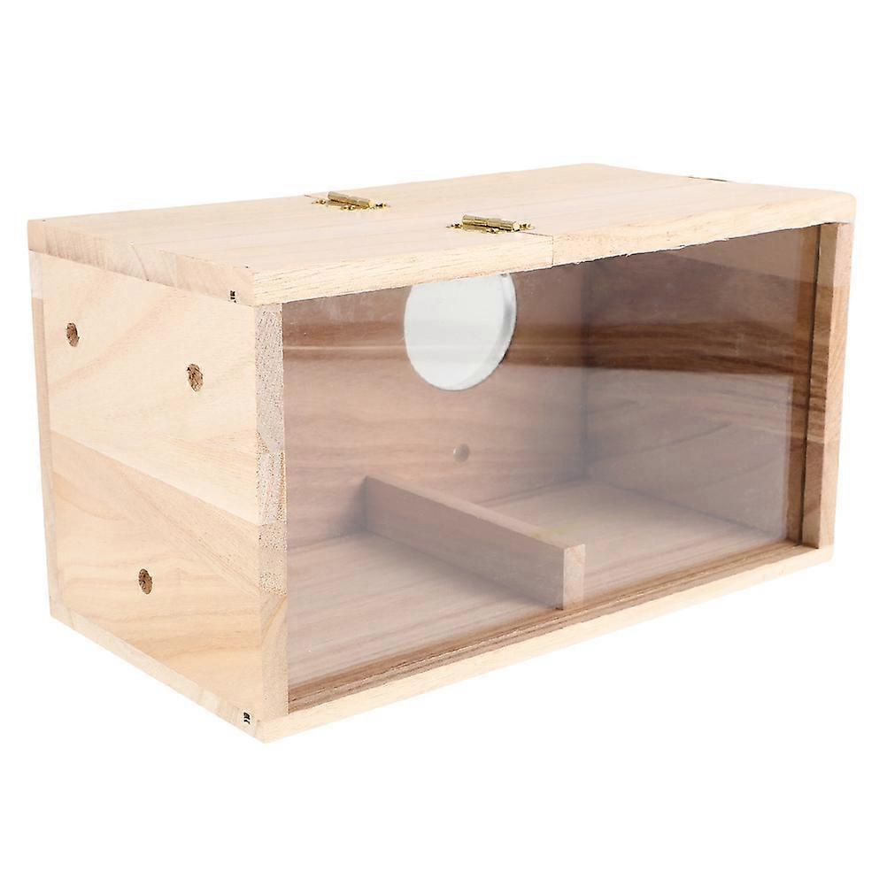 It seems you're referring to a **wooden bird nest box** designed for parakeets and other small to medium sized parrots like finches, lovebirds,
