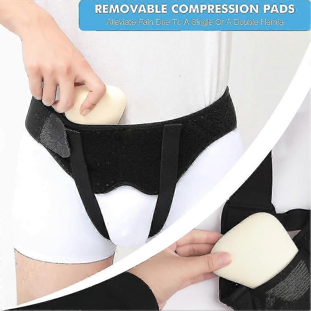 Men's Inguinal Hernia Support Band Adjustable Inguinal Strap With 2 Removable Compression Pads Breathable Waistband For Single Or Double Inguinal Or S