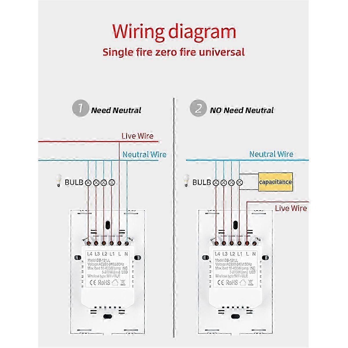 Matter WIFI Smart Switch US Touch Switch 4 Gang Smart Home Switch