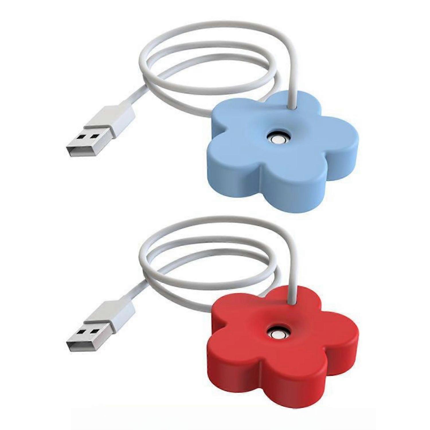 Mini Humidifier for Plants, Cute Creative Small Flower Portable Travel Air Humidifier USB Powered Ultrasonic Mist Maker Tiny Fog Machine(Blue+Red)