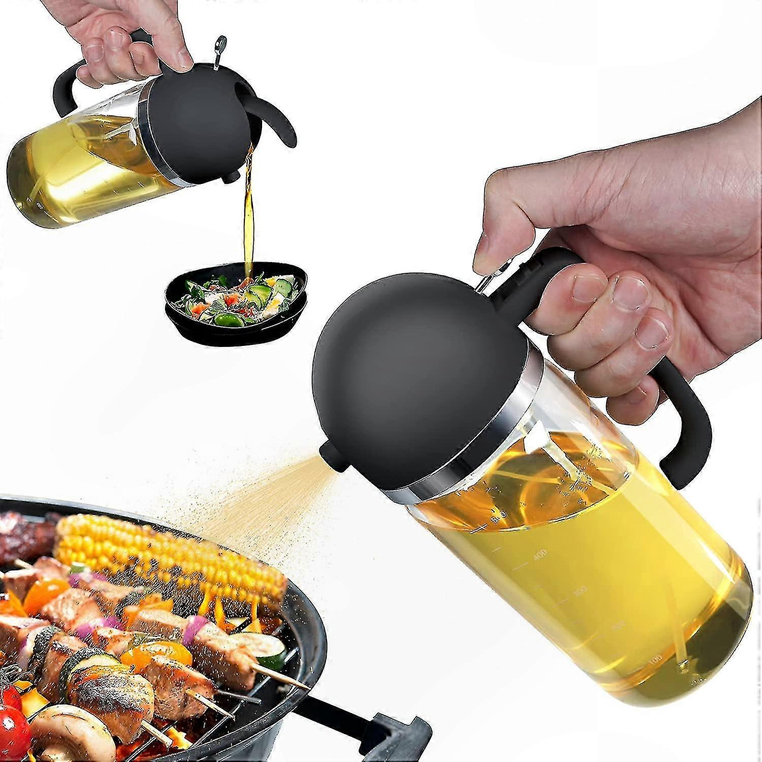 2-in-1 Oil Dispenser Bottle for Cooking, 500ml Spray and Pour Solution