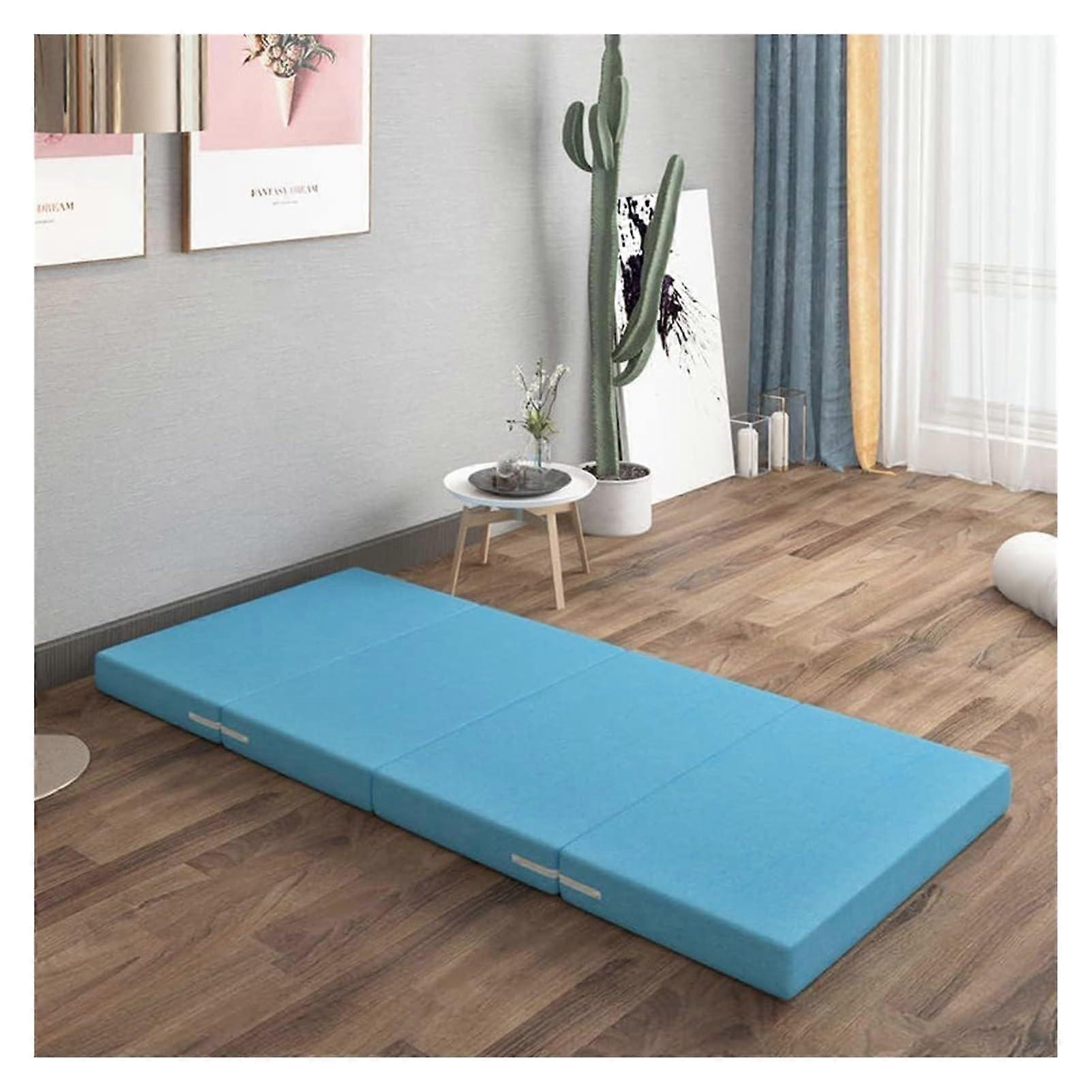 HighDensity Foam Mattress Futon Bed Foldable Guest Mattress 60x200x8cm Removable Cover For Office Use Blue