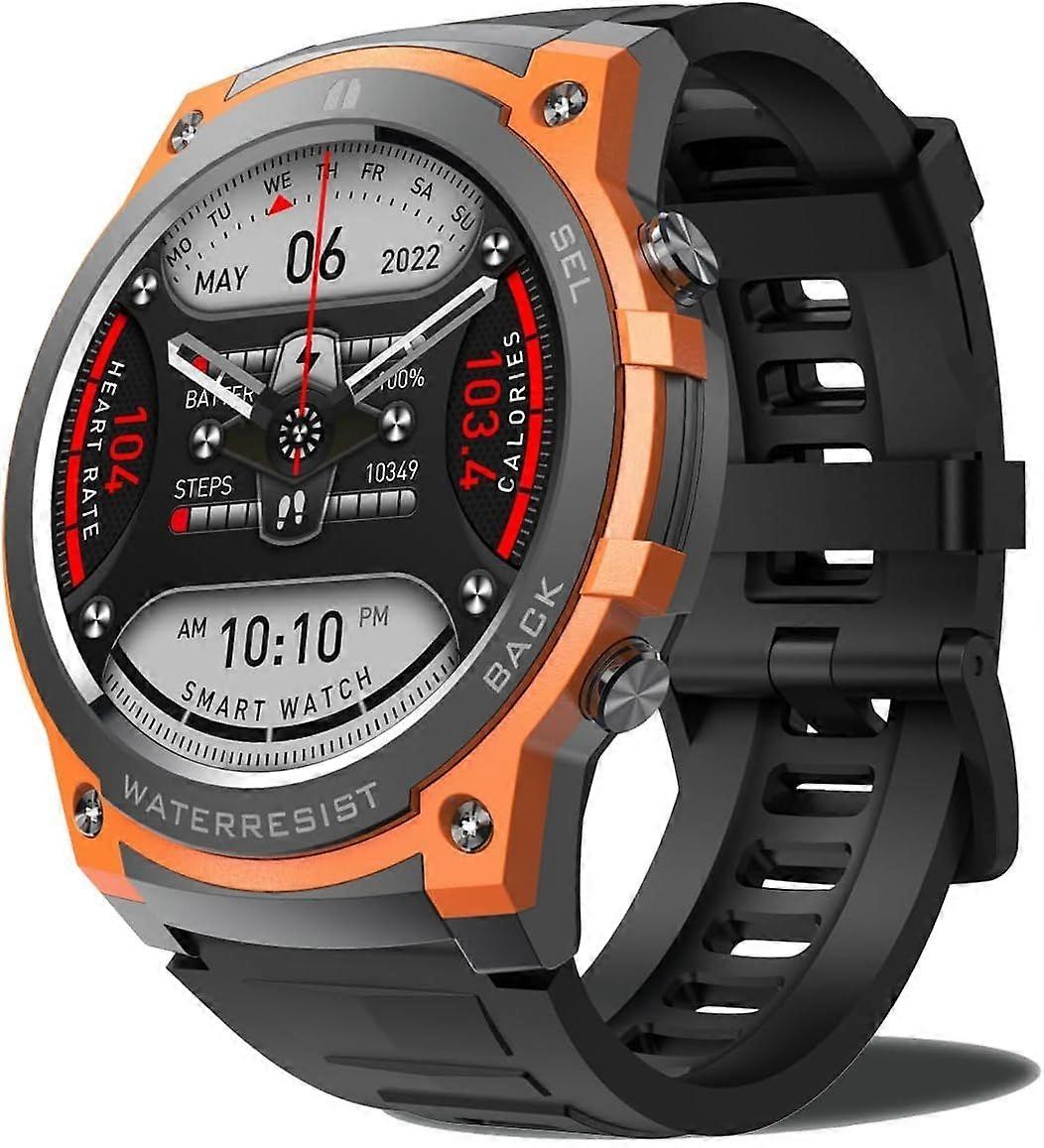 Smart Watch for Men (Answer/Make Calls), Round 1.43" AMOLED, Fitness Tracker, Sleep/Heart Rate/SpO2 Monitor, Waterproof, Music Control for Android and