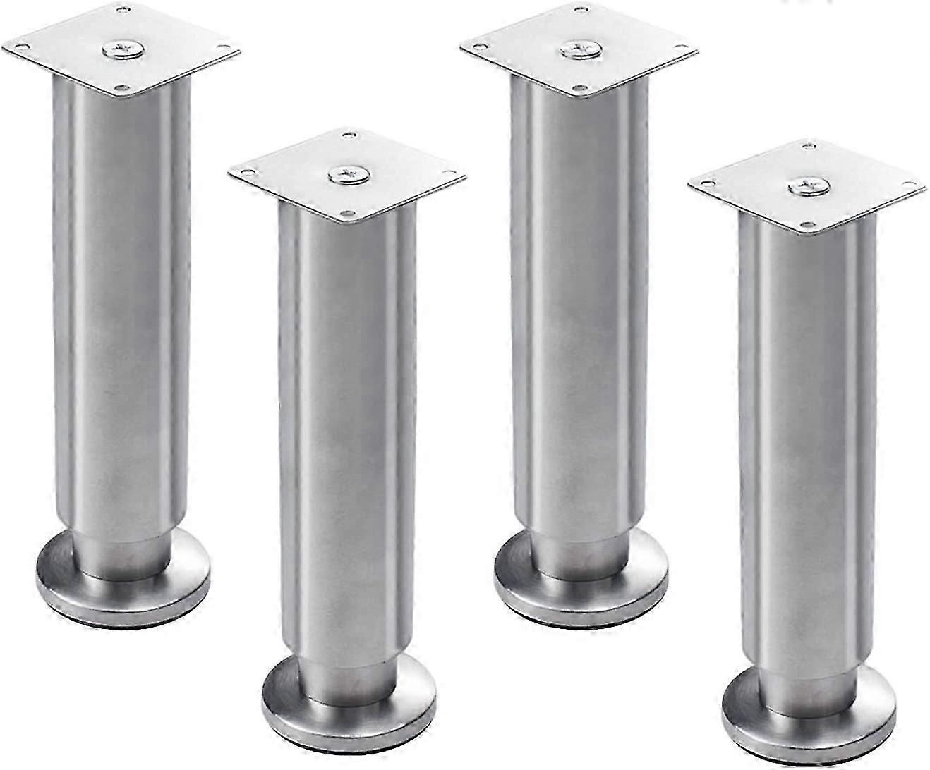 4 justerbare møbelben rustfrit stål, sølv (6cm)