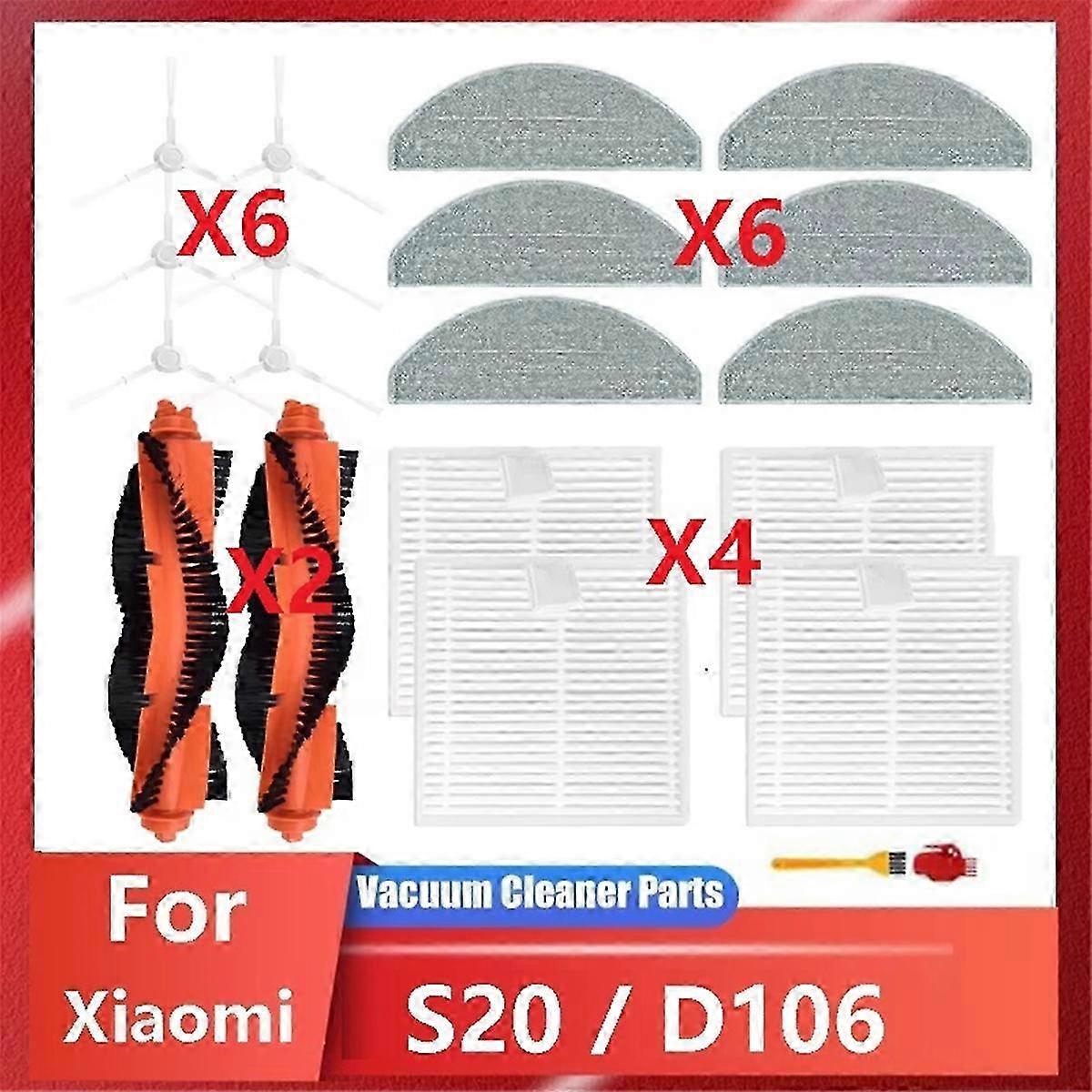Compatible Main Side Brush Mop Cloth Filter Replacement Parts for Robot Vacuum S20 / D106