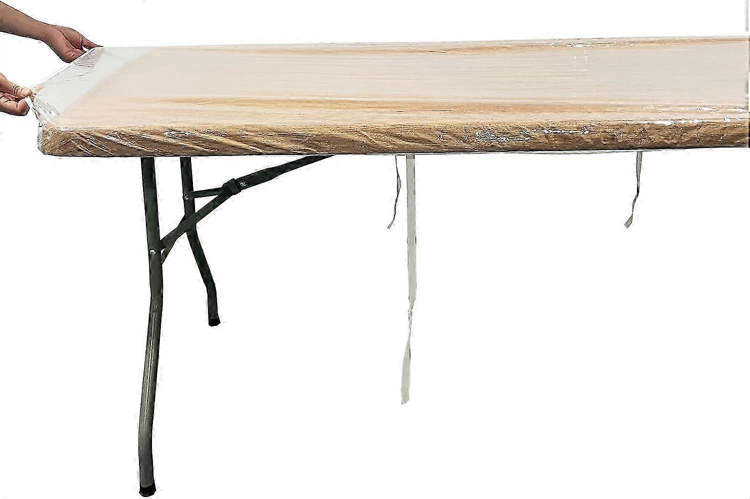 Clear Plastic Table Cover 24x48 Inch Heavy Duty Vinyl Tablecloth with Elastic Edge Rectangle Waterproof for Kitchen