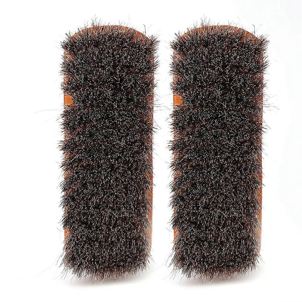 Lot de 2 brosses à chaussures en bois et crin de cheval pour l'entretien du cuir, la protection, le graissage, le polissage (type D)
