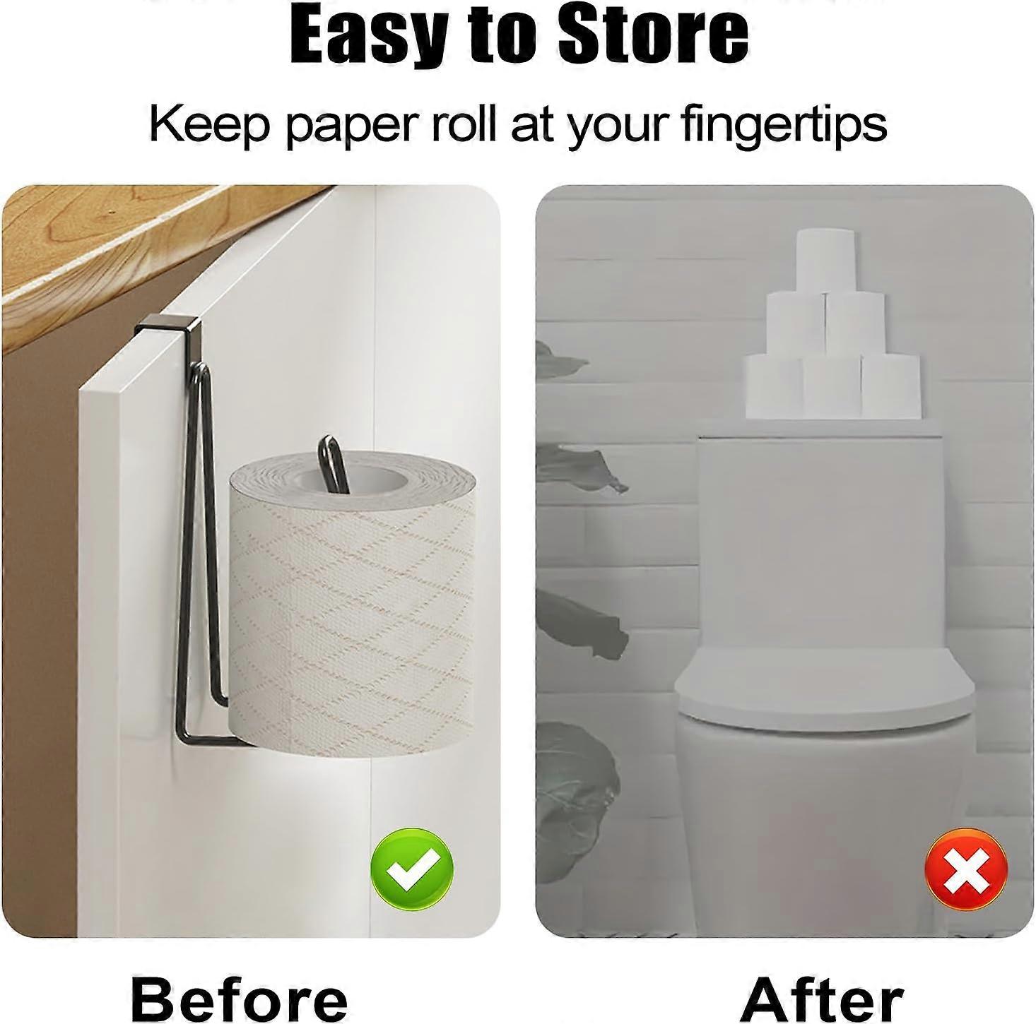 Wall Mount Paper Towel Roll Holder, Toilet Tissue Holder, SpaceSaving NoDrill Hanger, Rack For Kitchen Dorm RV, Black