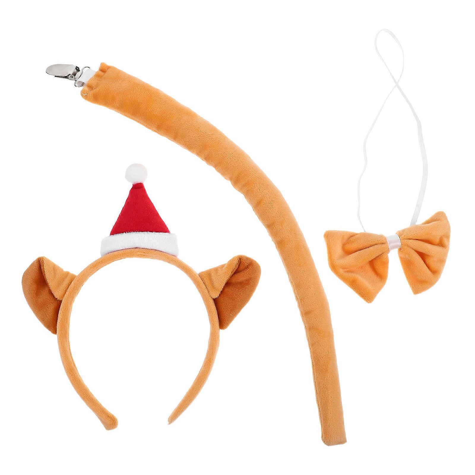 Christmas Cat Ears Headband with Tail and Bow Tie for Festive Events 4Sets
