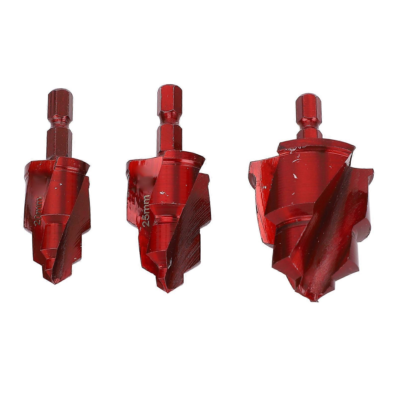 3PCS PPR Stepped Drill Bits 1/4" Hex 15-31mm Spiral Set