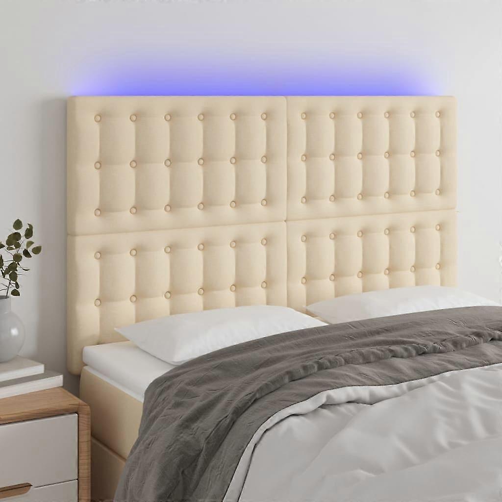 LED Kopfteil Creme 144x5x118/128 cm Stoff