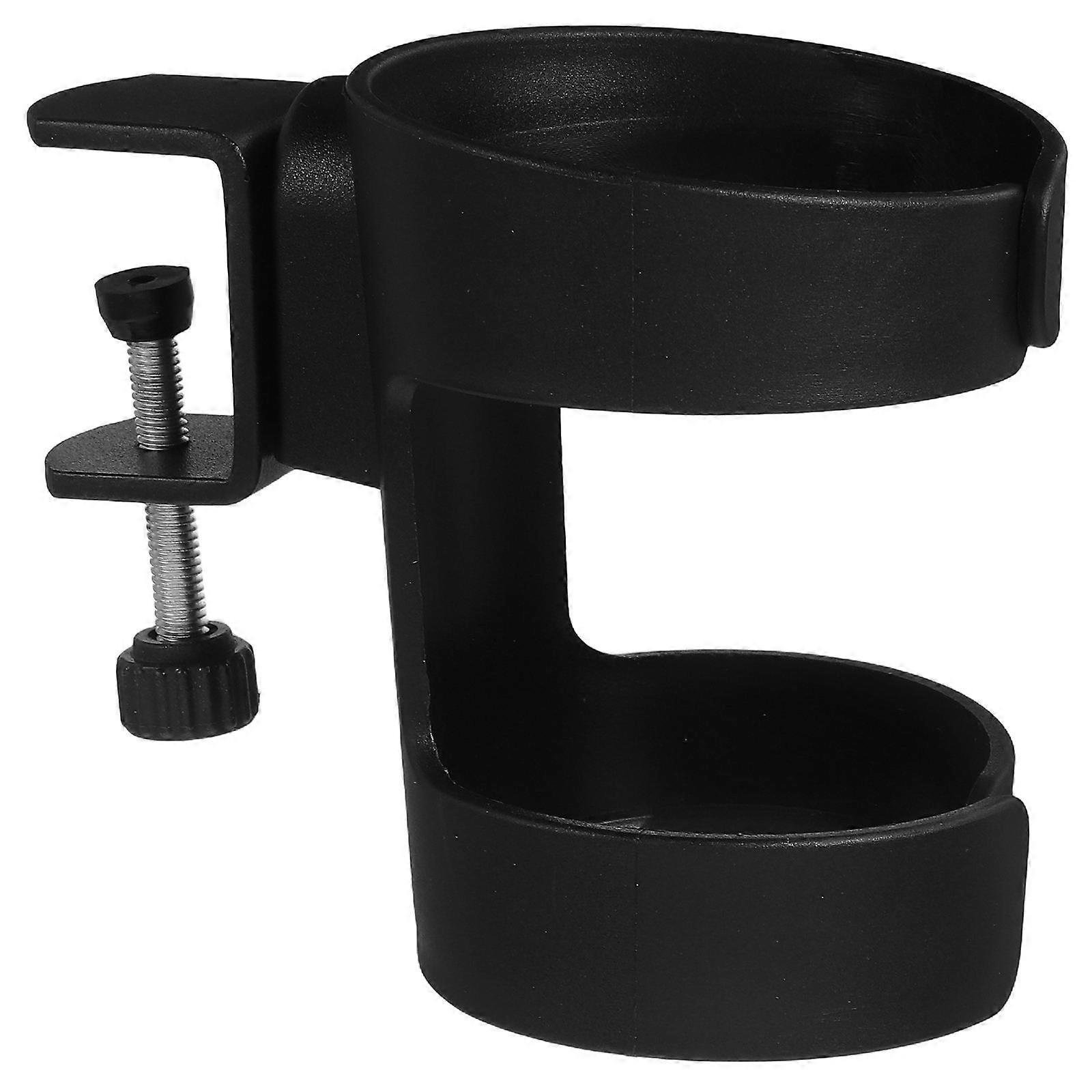 Desk Cup Holder Adjustable Clamp for Secure Hold Black Carbon Steel