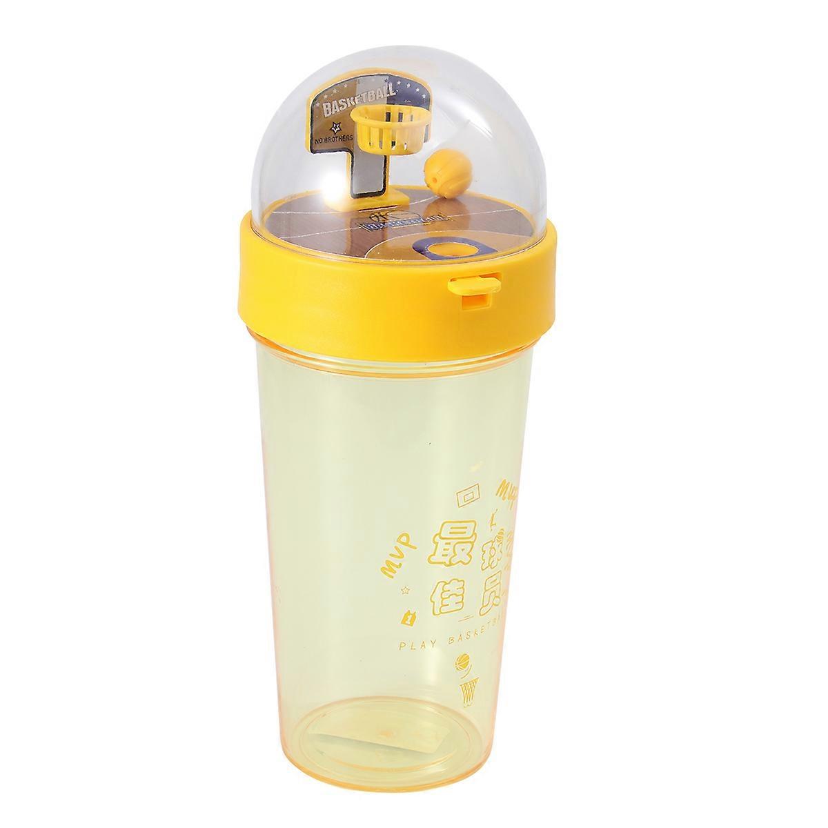 Basketball Game Bottle Water Bottle for Indoor Entertainment Yellow Leak-Proof with Shooting Function 1Pcs