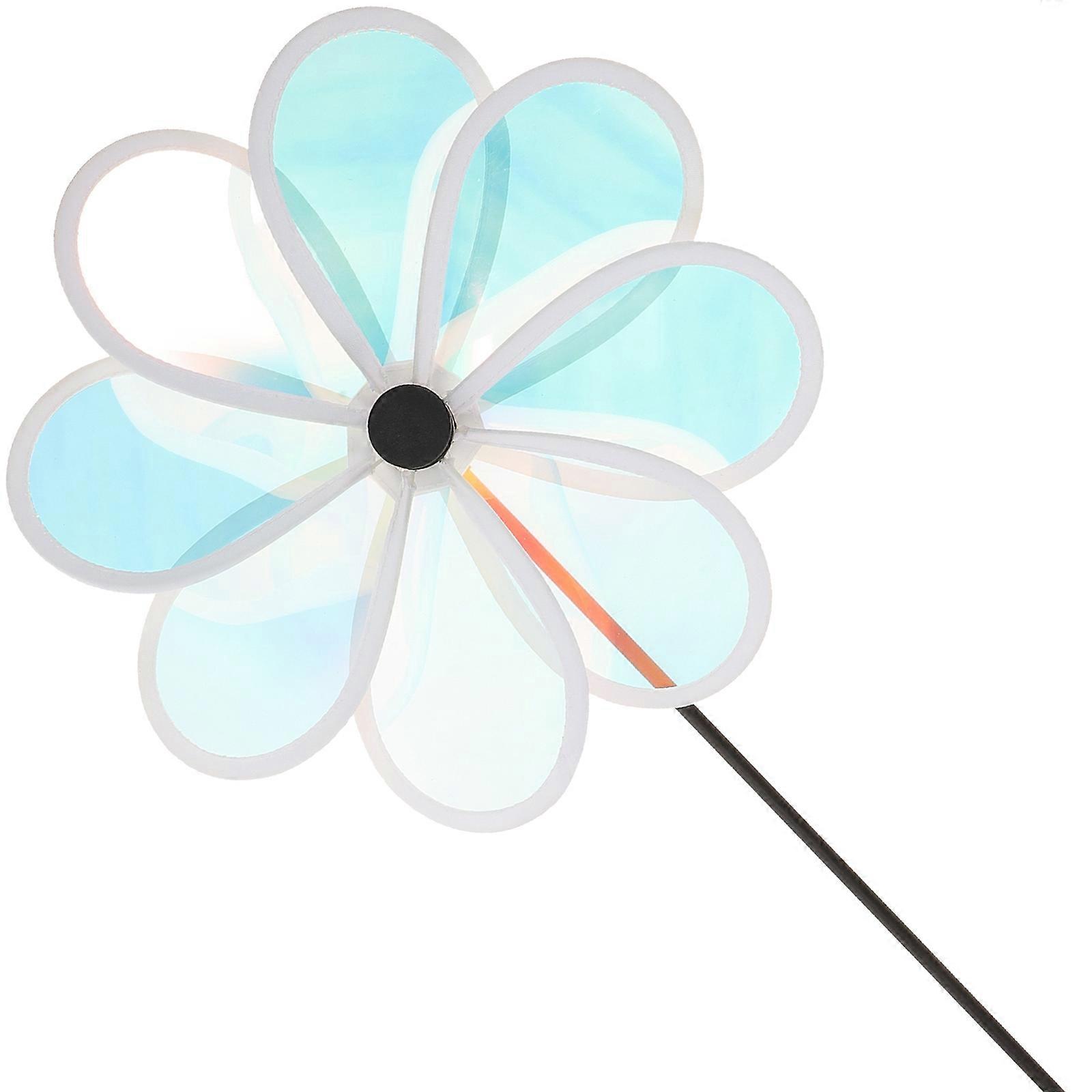 Transparent Eight-Leaf Windmill Bird Device for Garden Use