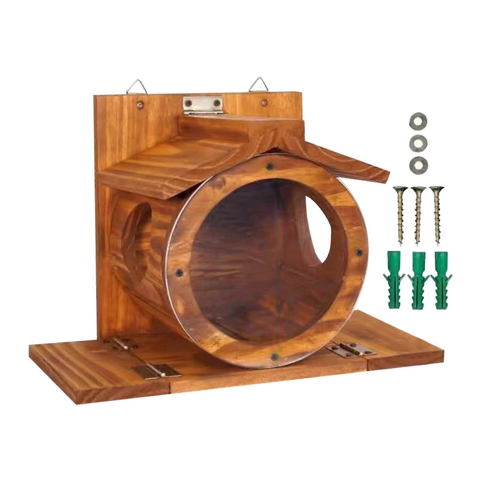 Outdoor Wooden Squirrel Feeder Chipmunk Feeder With Vent Holes Waterproof Cob Hazelnuts And Hay Box For Fence Garden