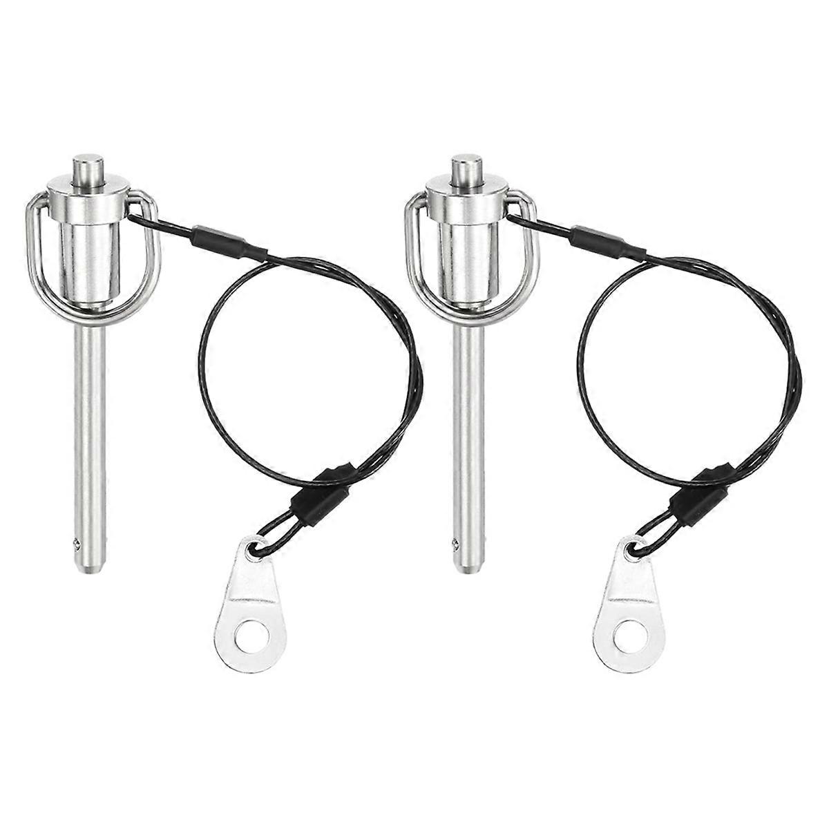 2Pcs Quick Release Pin, 6x50mm(Dia.X L) Push-Button Ball Locking Pin Stainless Steel Ring Handle Loc
