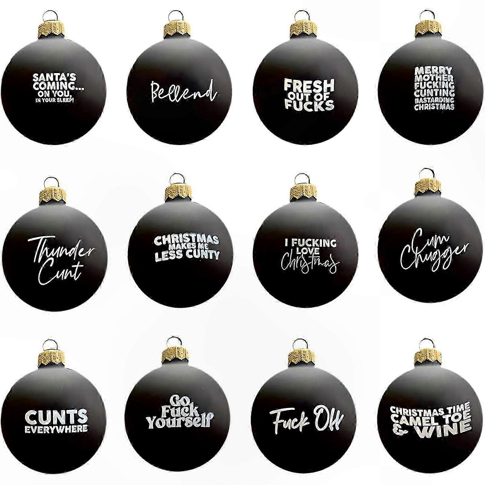Humorous Holiday Decor - Set of 12 Playful 3D Baubles for Festive Trees