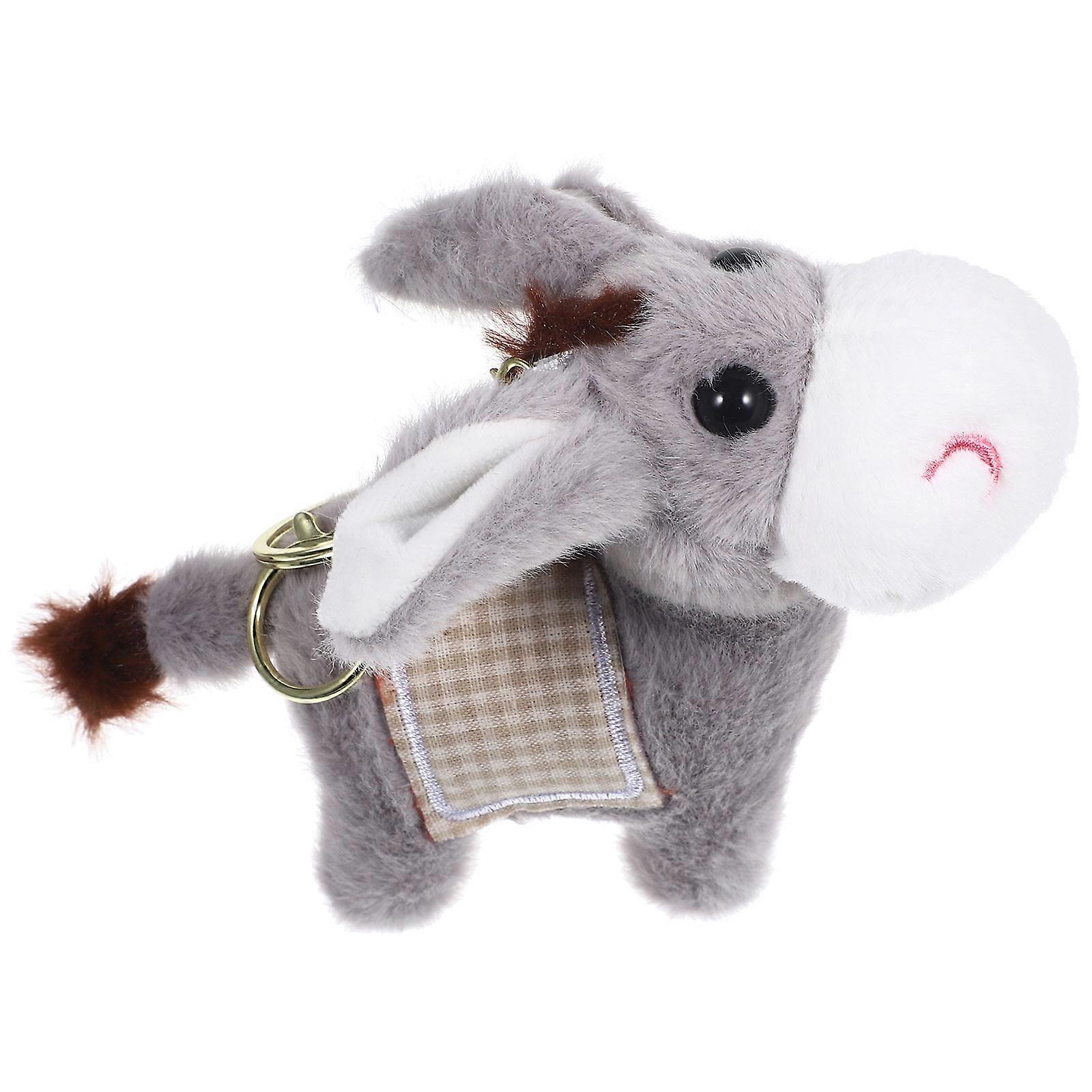 Cute Plush Donkey Keychain Pendant for Hanging Keys Accessory 2Pcs