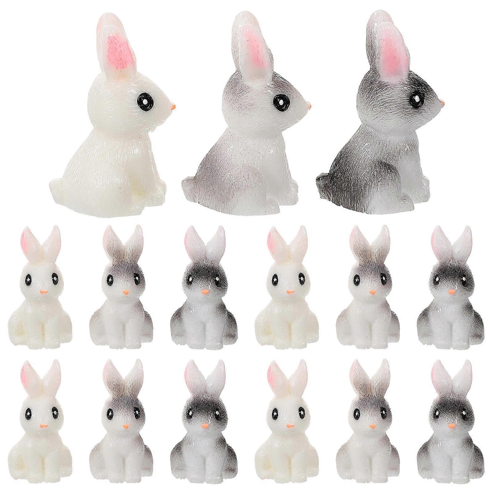 Rabbit Resin Easter Bunny Figurines for Decoration 60Pcs Assorted Colors