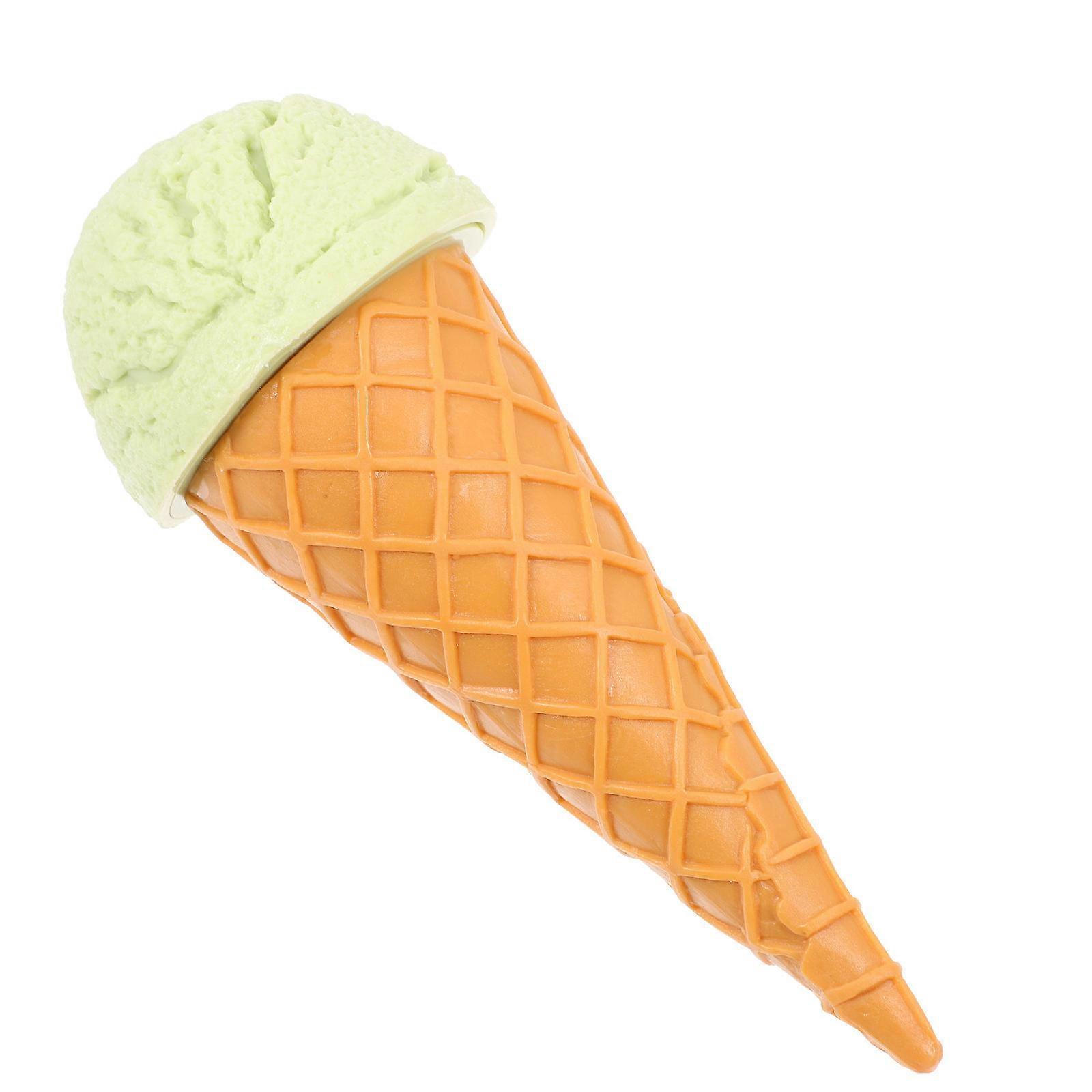 Ice Cream Cone Prop Simulation Model for Food Sample Cabinet Display Green Pvc Material 1Pcs