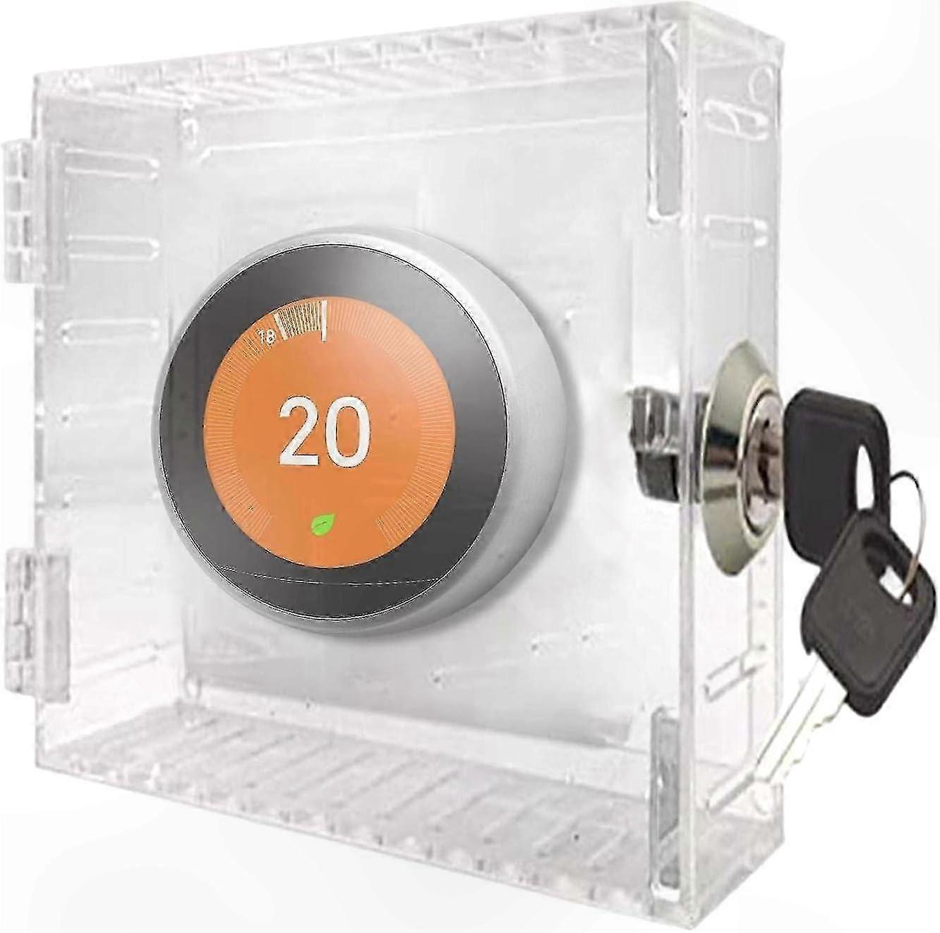 Protective Wall Thermostat Enclosure with Transparent Shield and Locking Feature