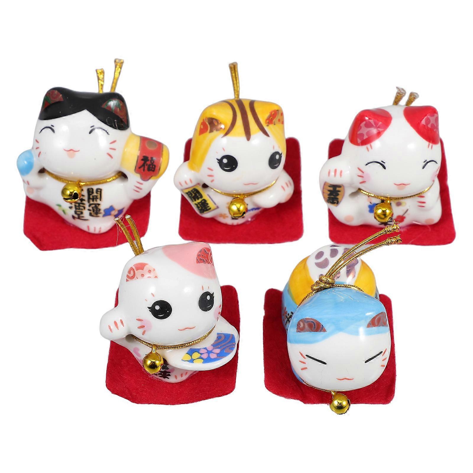 Decorative Ceramic Cat Figurines for Vehicle Interior Use 10Pcs