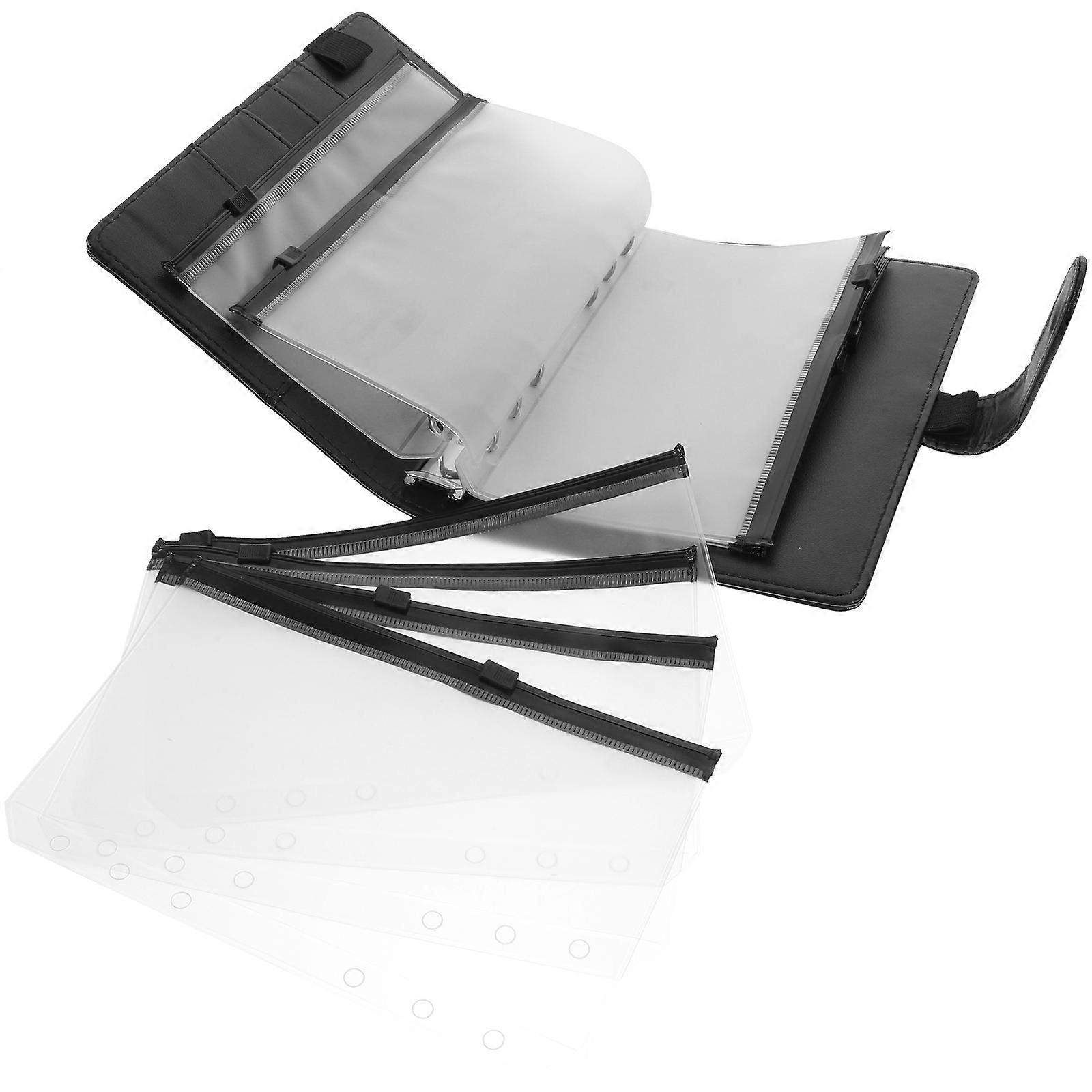 Money Notebook Portable Notepad Binder for Notebook Adults Home Black Pvc Paper Aluminum Alloy for 1 Set