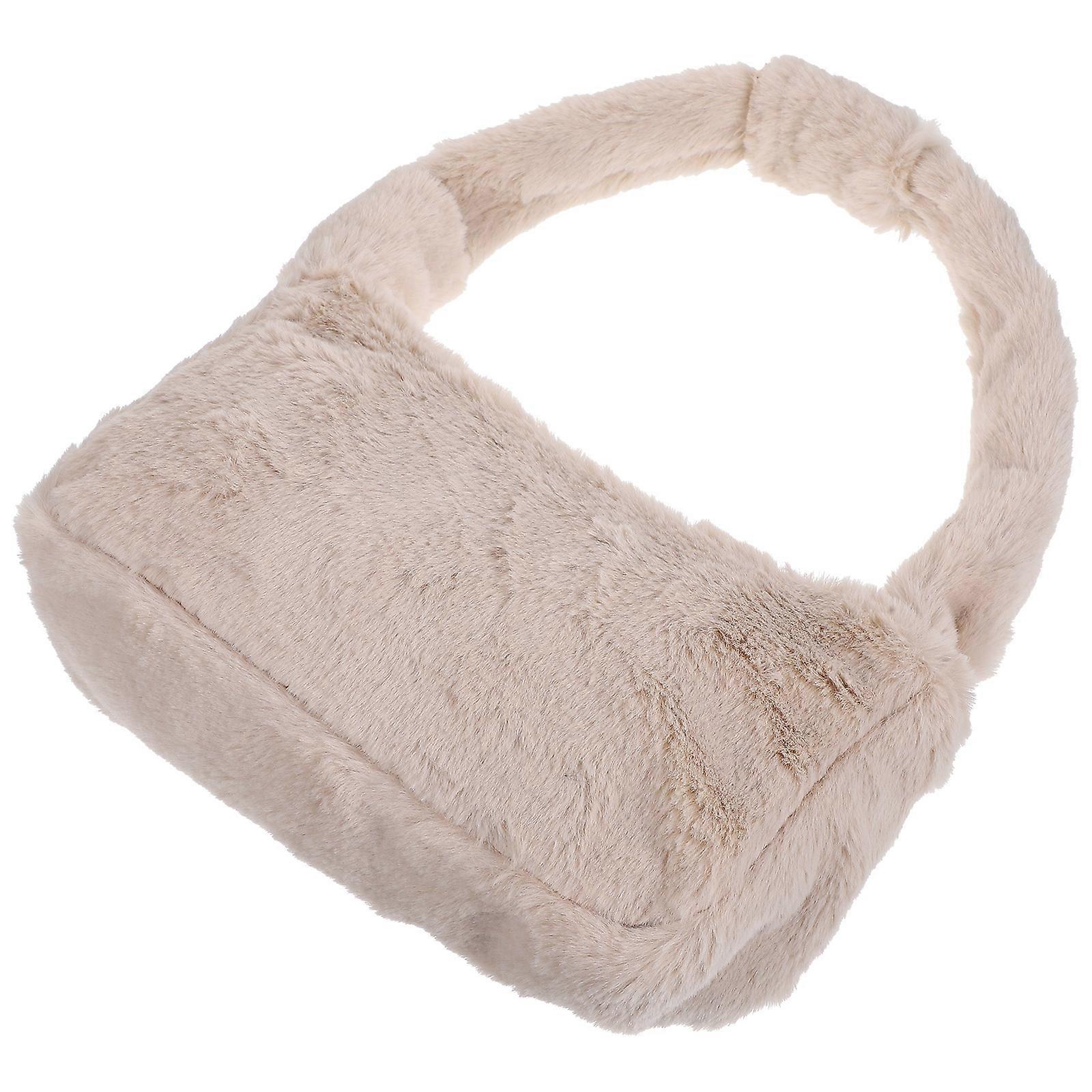 Versatile Plush Handbag for Storage Use 1 Piece Green Casual Bag