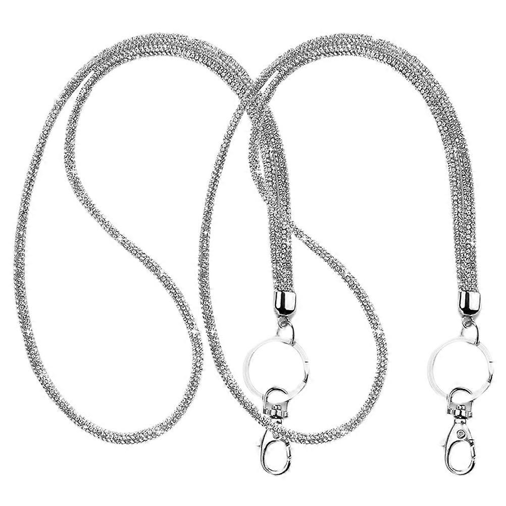 Office Keychain for Id Badge and Phone with Rhinestones 4Pcs