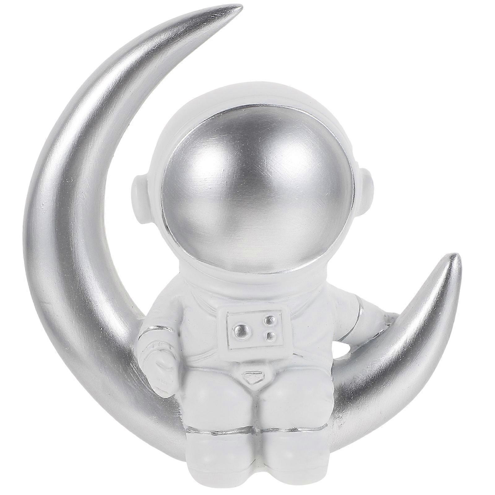 Adorable Space Boy Decor for Desktop 4Pcs Silver Astronaut Ornament Set