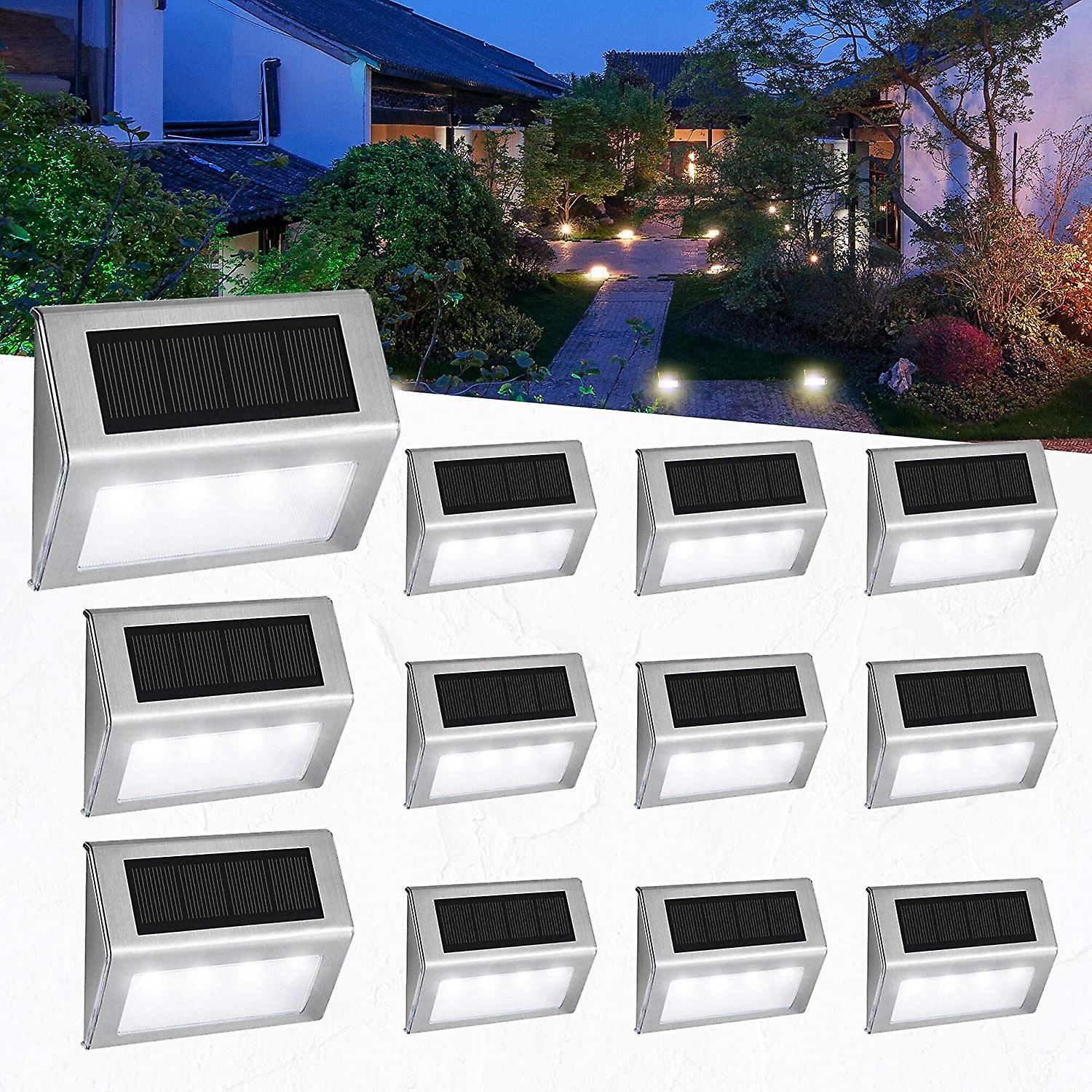 [12 pakker] 4 led sol udendørs havelys, vandtæt solcellelampe, trådløst sol udendørs lys