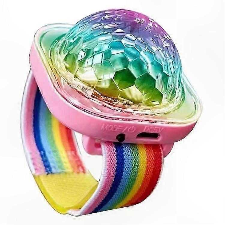 Voice Activated USB Rechargeable Portable Disco Ball Wristband Flashing Party Light