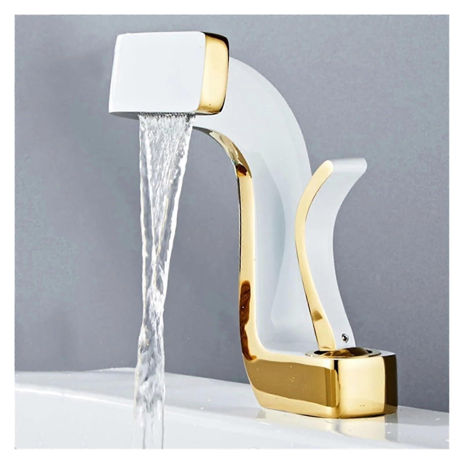 Brass Bathroom Sink Faucet Single Hole Lavatory Tap Cold Water Valve Pedestal Design Durable Basin Mixer Bianco Finish