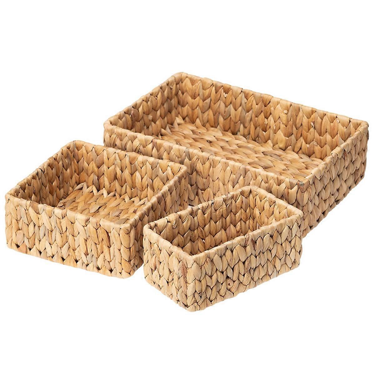 Wicker Baskets for Organizing 3Pack, Hand Woven Baskets for Storage