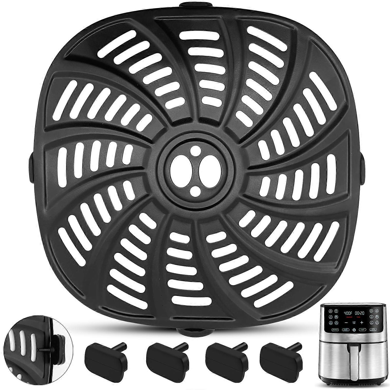 Air Fryer Replacement Parts For Gourmia 7QT/8QT, Nonstick Crisper Plate, Grill Pan, Rack With Rubber Bumpers