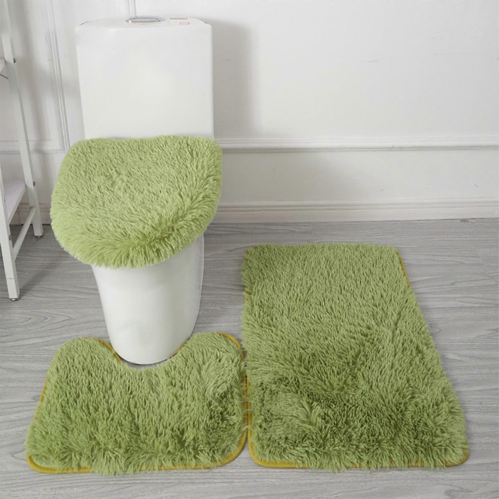Kafsov 3-Piece Bathroom Carpet Set, Super Soft Non Slip Mats compatible with Modern Bath Decor - Plush Chenille Rug for Tub, Shower, Floor, Light